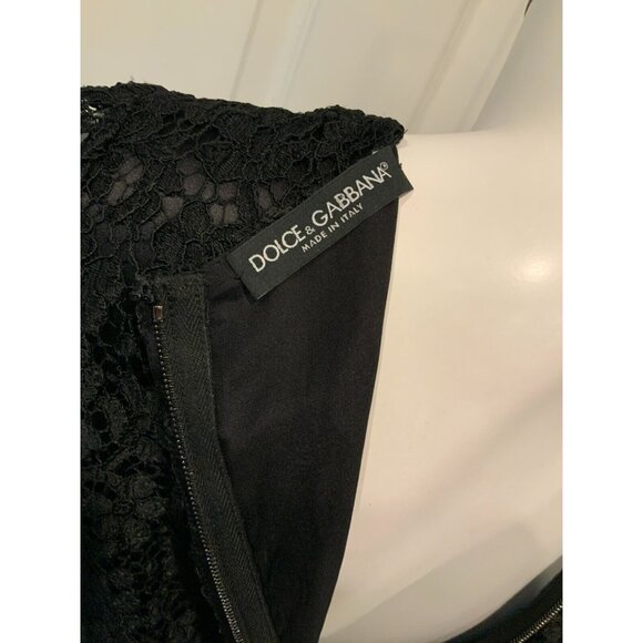 Dolce & Gabbana Black Floral Lace Dress W/ Bell Sleeves, Size 4 (US) 40 (IT) - Picture 9 of 10
